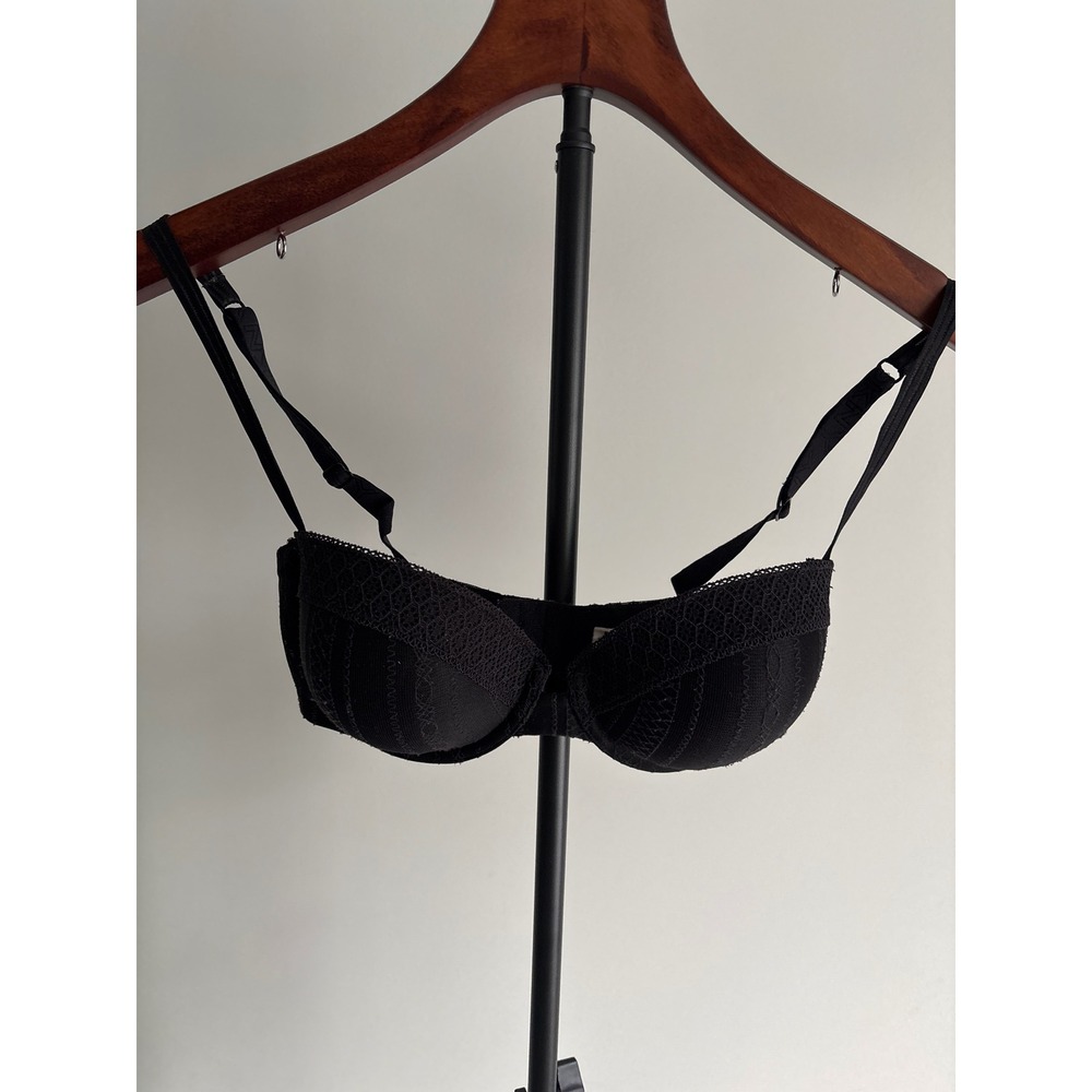 DKNY Lace Demi Bra Womens 32D Black Underwire Mesh Y2K Chic 452047